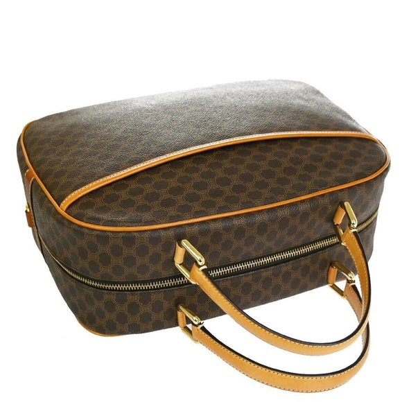 Auth CELINE Macadam Pattern Hand Bag PVC Leather Brown Gold Made In Italy - Picture 11 of 16